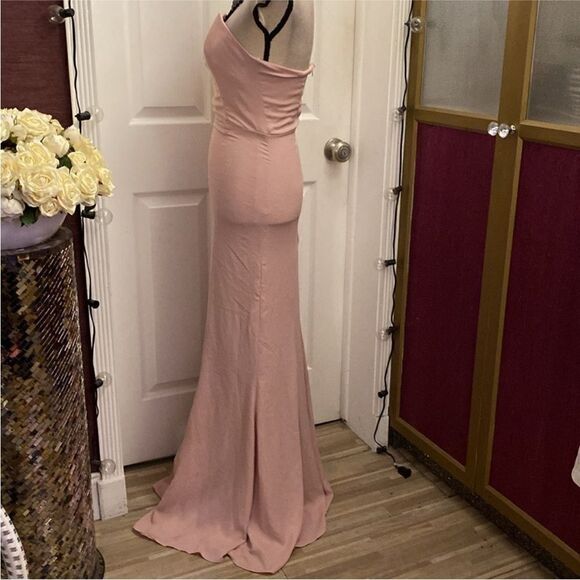 Ashley Stambouli Elegant Pink Strapless Evening Gown, XS - Picture 4 of 7